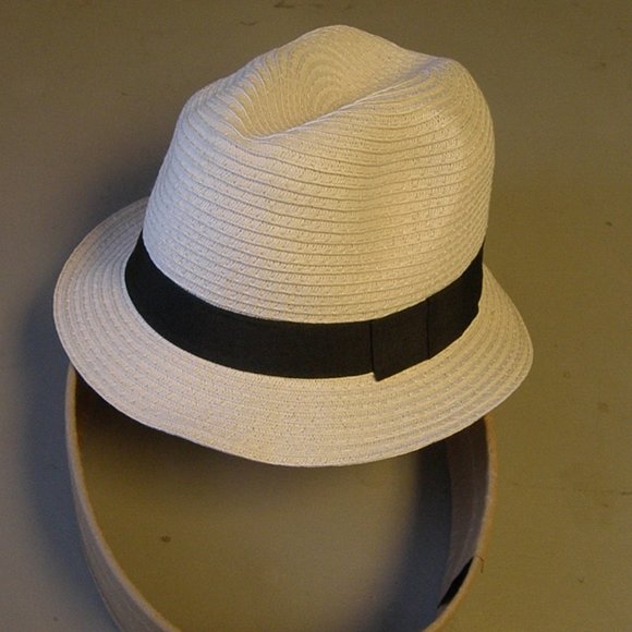 New Bollman hat Co woven white with back band ,one size Fedora - Picture 2 of 3